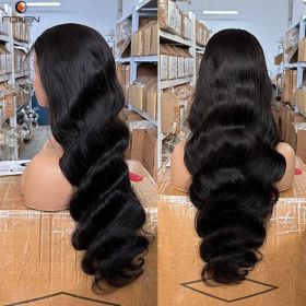 Wig Human Hair Body Wave Lace Front Wigs Wholesale Glueless Hd Lace Frontal Wigs For Black Women (Option: Black-16Inches-13X4CM)